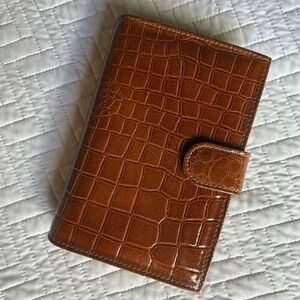 Cognac Croc Embossed Faux Leather Pocket Agenda